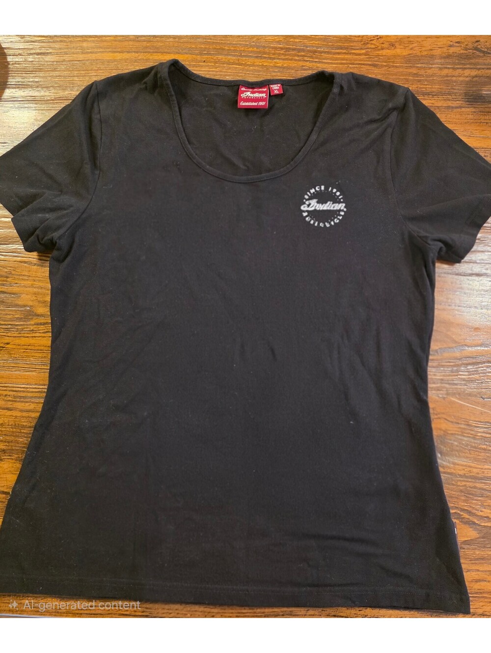 Indian Motorcycle Black T-Shirt with Rhinestone Logo XL